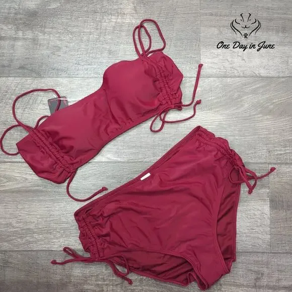 Shekini Drawstring Tube Top Bikini Swimsuit Size XL - Picture 3 of 6